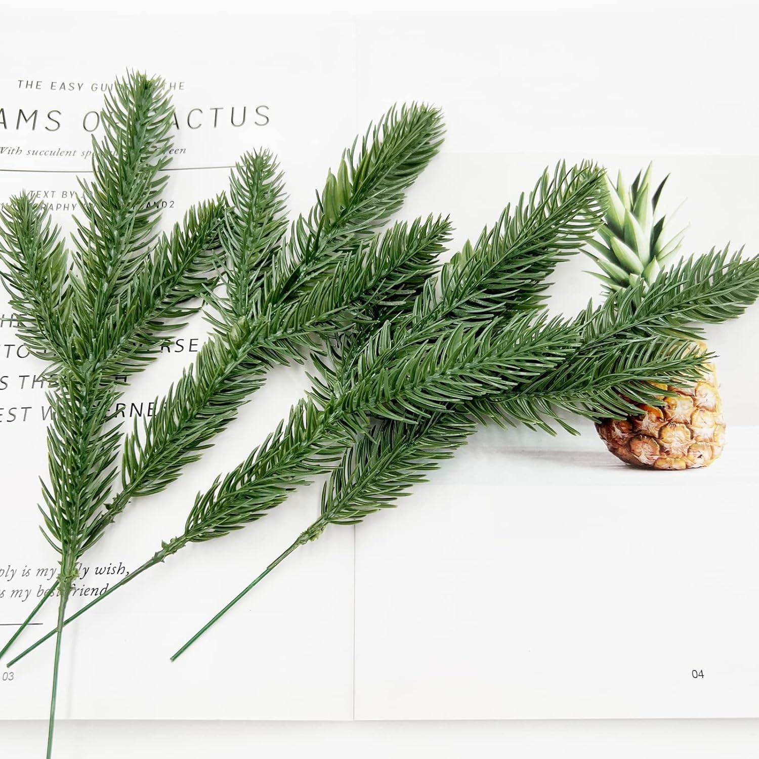 50 Pcs Artificial Pine Branches Green Plants Pine Needles DIY Accessories