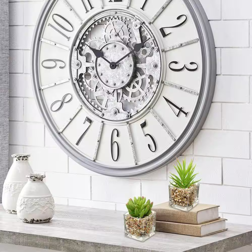 4.13 In. H Green Indoor Succulents Artificial Plant in Clear Glass Pots for Wind