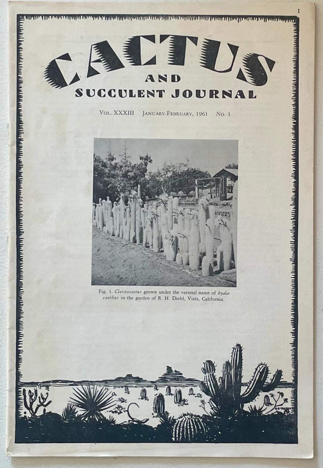 Cactus and Succulent Journal Vol. 33 N. 1 January-February 1961 –