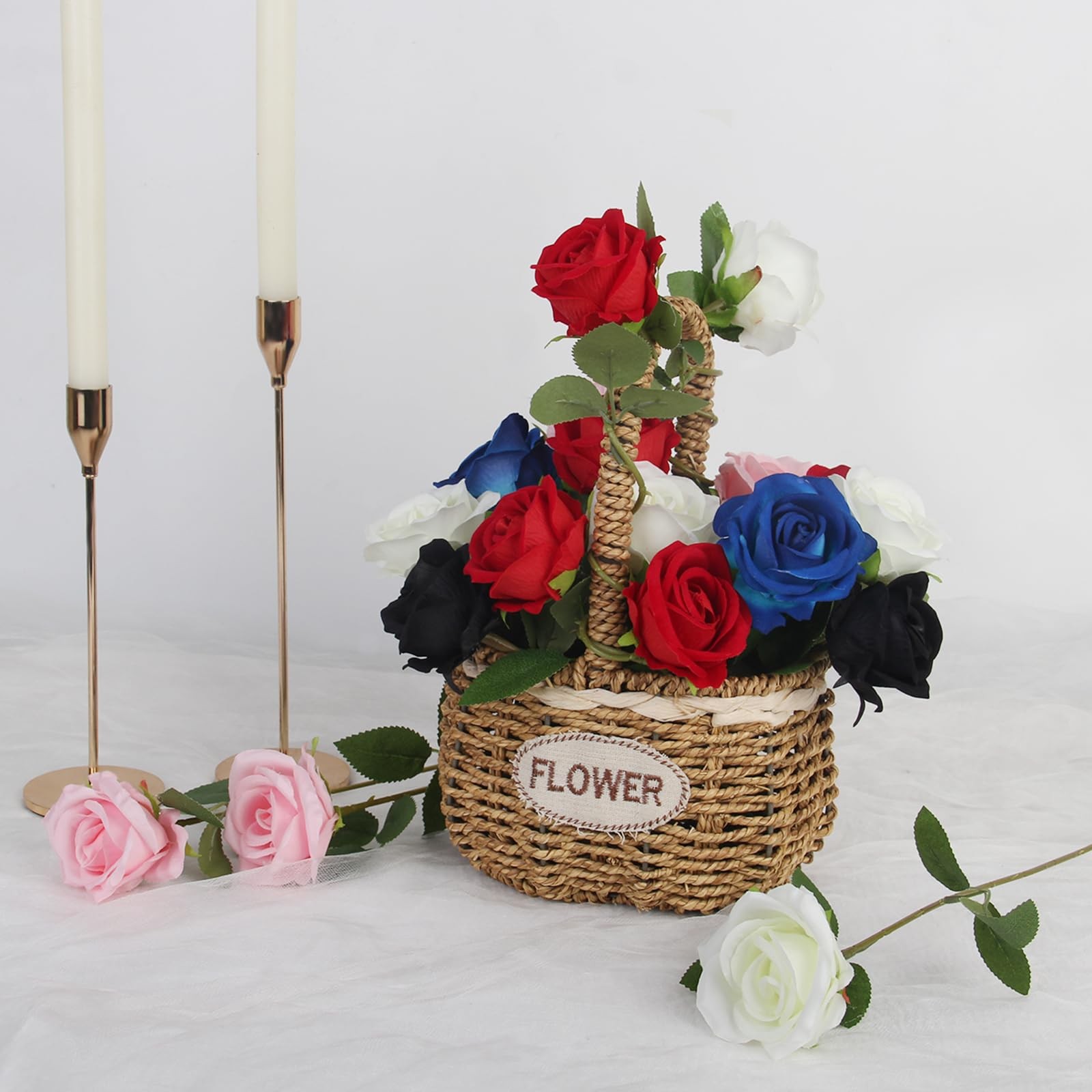 Black Artificial Flowers Fake Roses Bulk – 36 Pcs Velvet Silk Flowers Rose Bo…