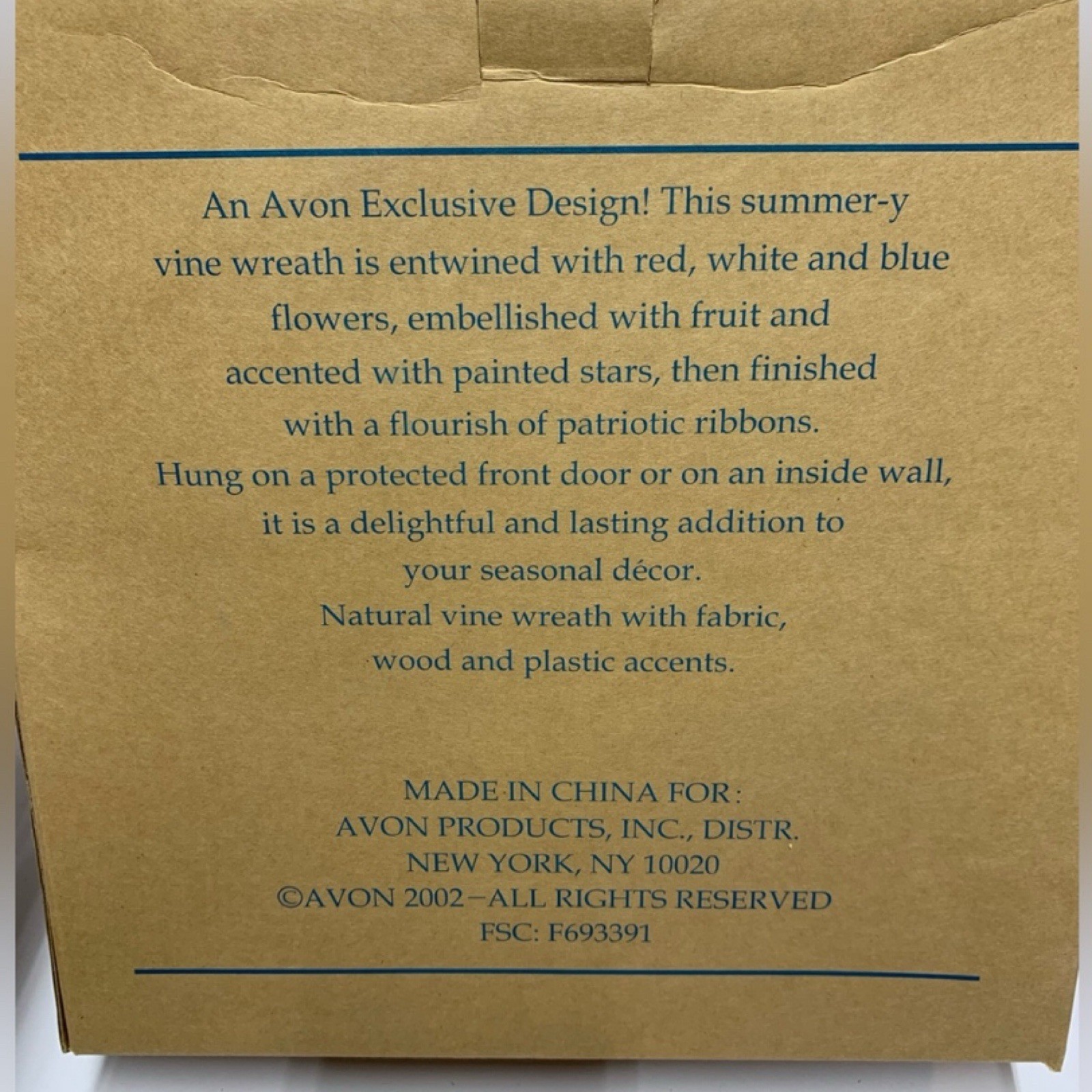 Vintage Avon Americana Patriotic Wreath | Summer July 4 | NIB 2002 Retired HTF