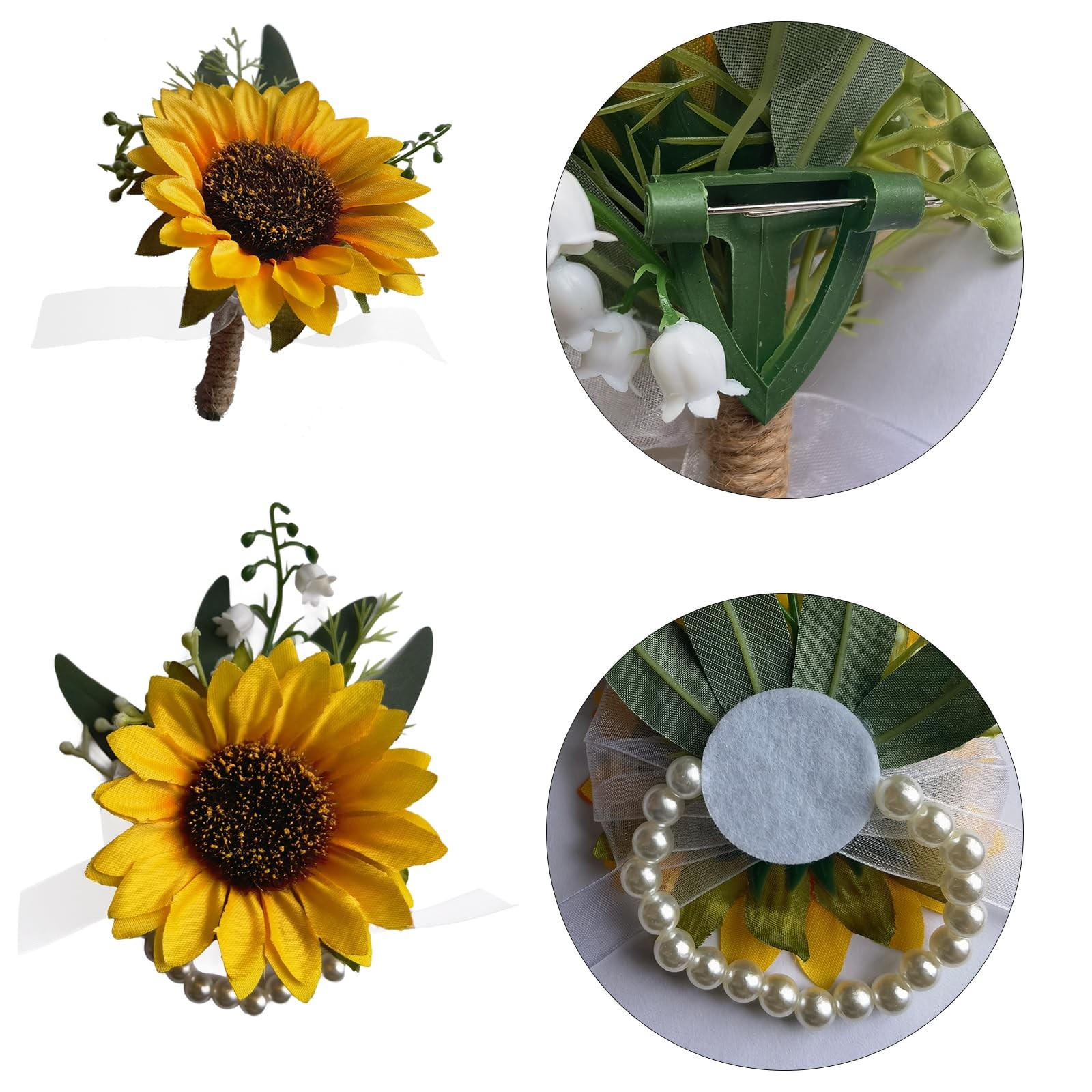 Corsage and Boutonniere Set Artificial Flower Wrist Corsage and Boutonniere f…