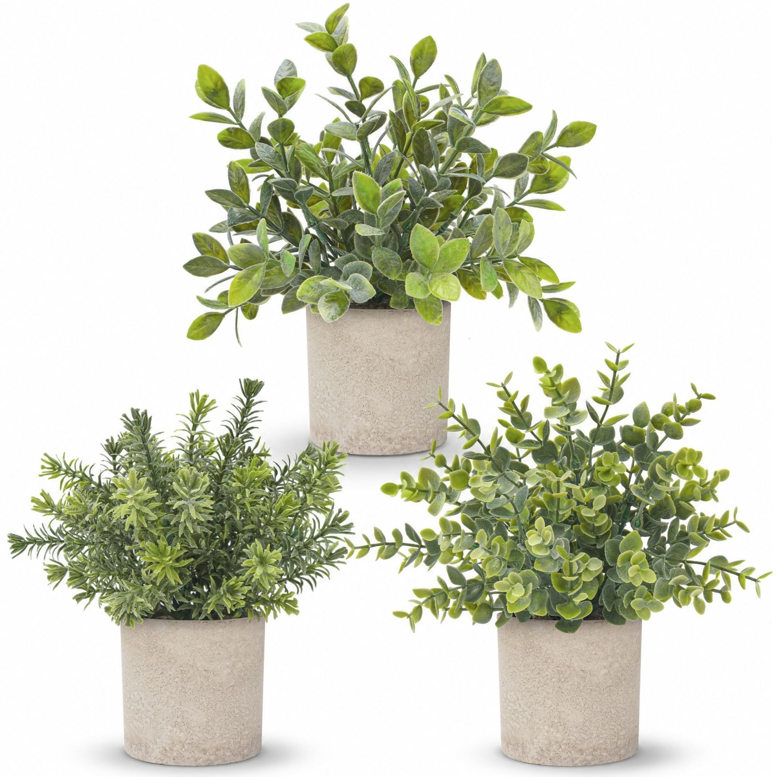 3 Pack Artificial Eucalyptus Plants – Sage Green Faux Plants for Home & Office D