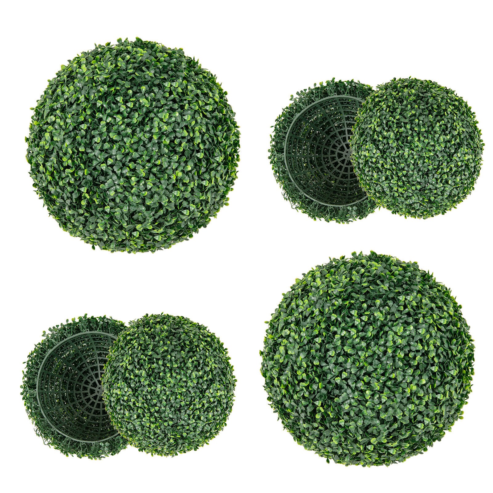 2 PCS 16″ Artificial Boxwood Topiary Balls Sun-protective Round Greenery Bushes