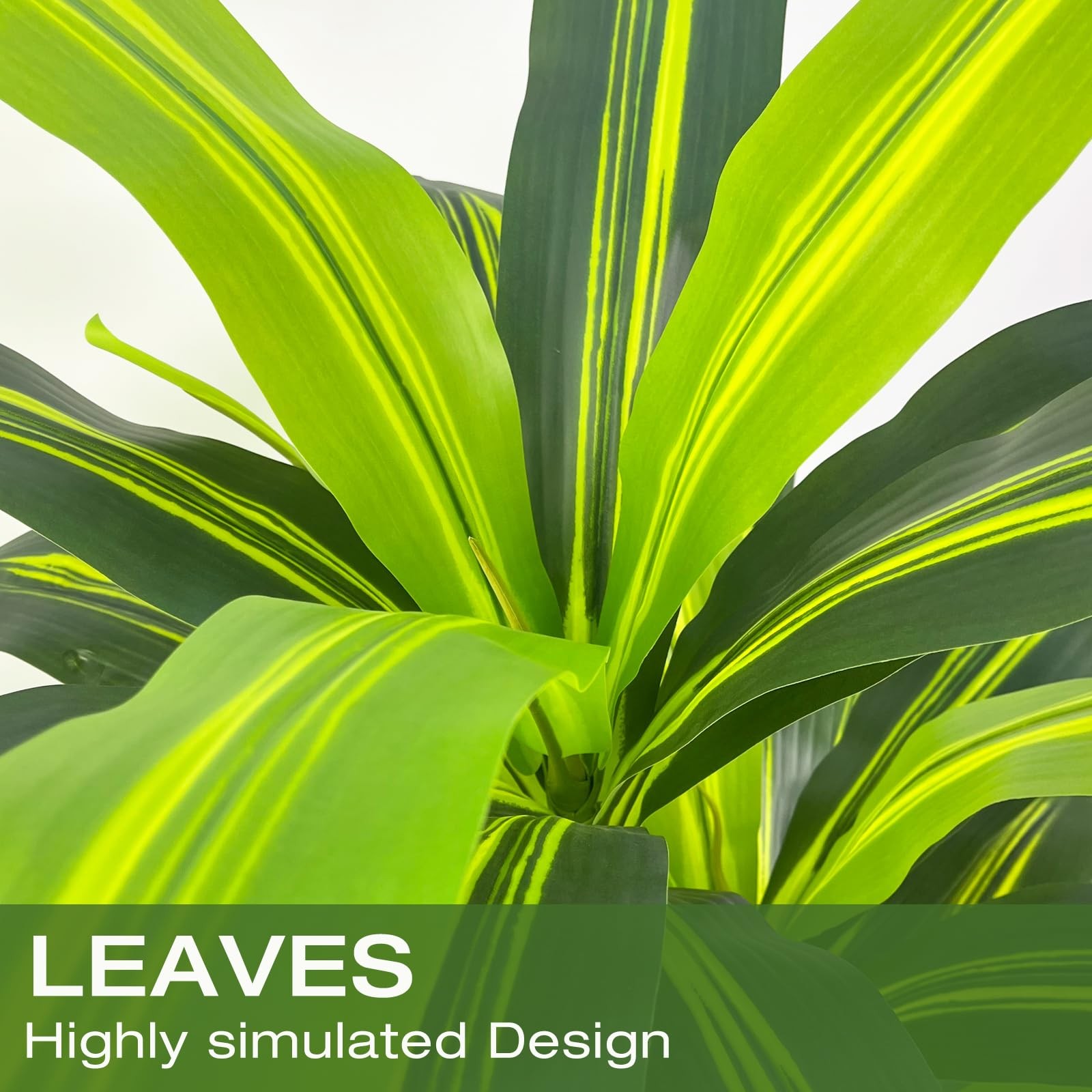 Artificial Dracaena Tree 6ft, Tall Fake Dracaena Plants with White Planter, F…