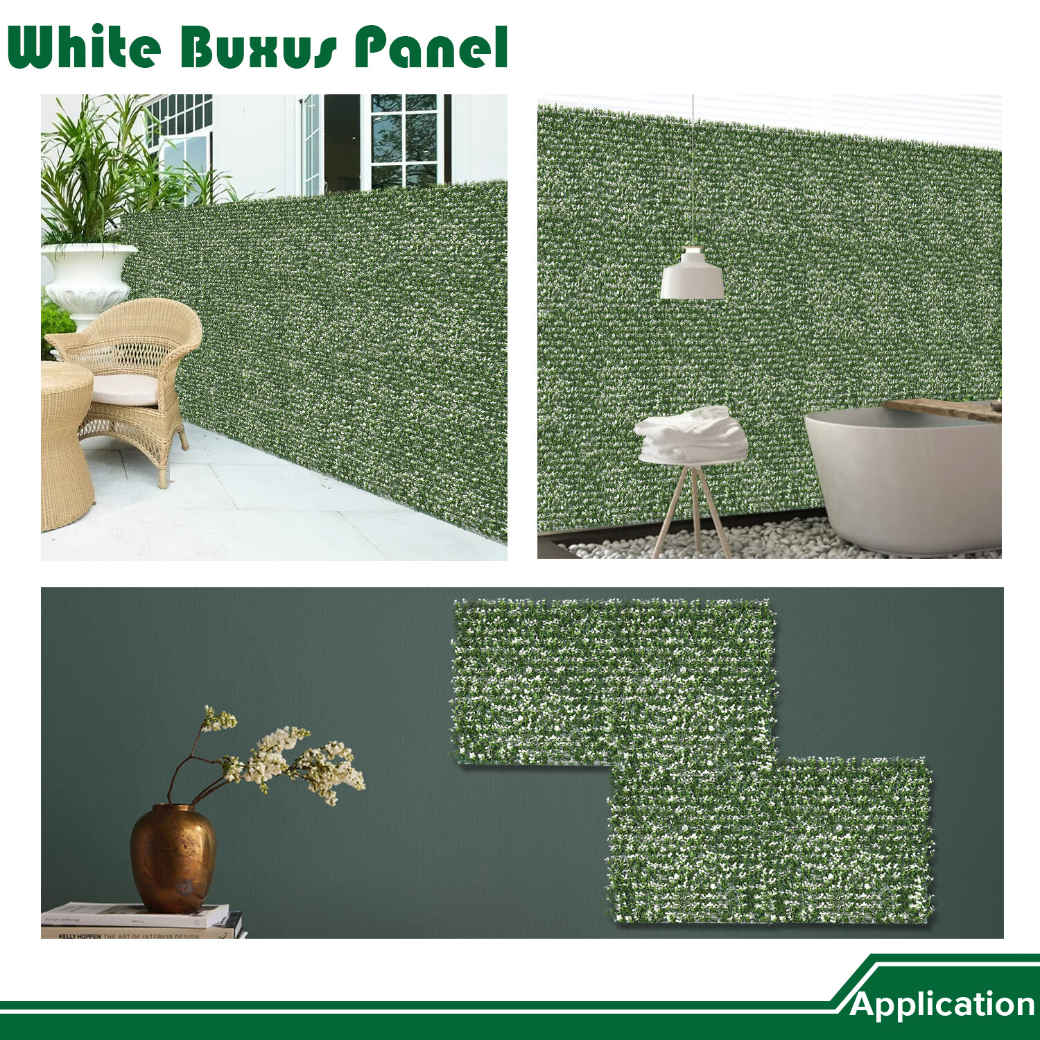 20″ Artificial Plant Faux White Buxus Privacy Fence With Cover Back Grass Mats