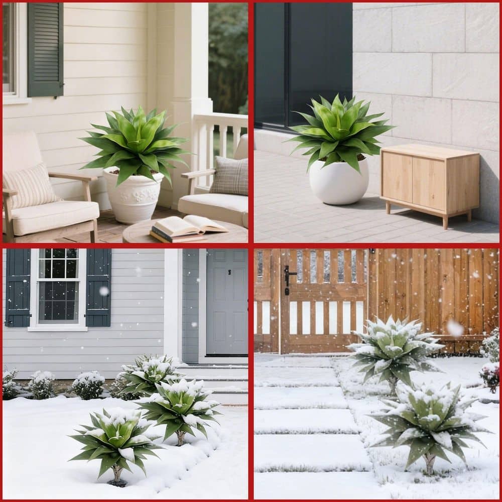 Artificial Agave Plants w/Ground Spike Faux Agave Outdoor/Indoor Decor -Set of 2