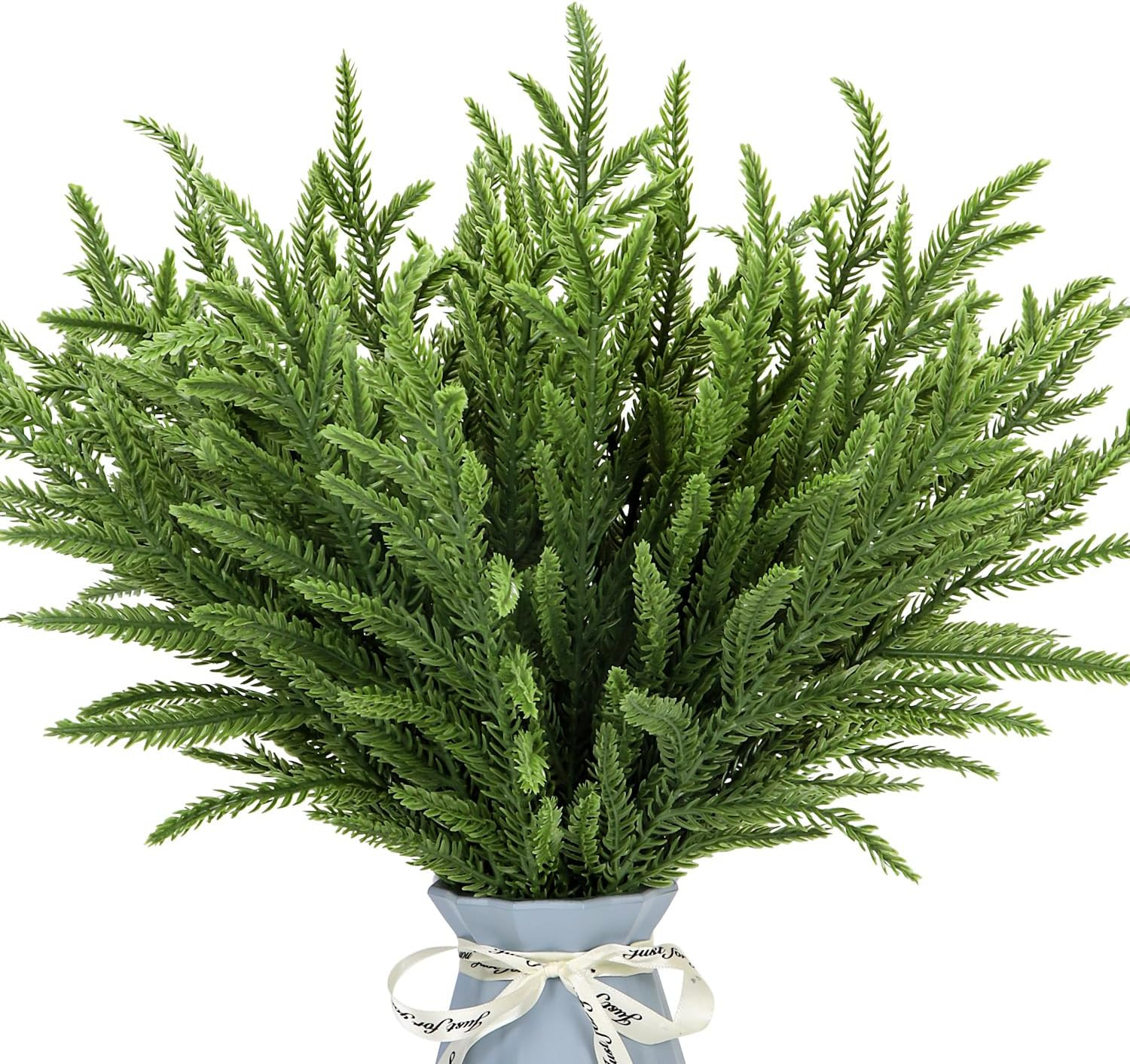 24Pcs Norfolk Pine Branches Stems 13.5″ Artificial Pine Needles Sprigs Norfol…