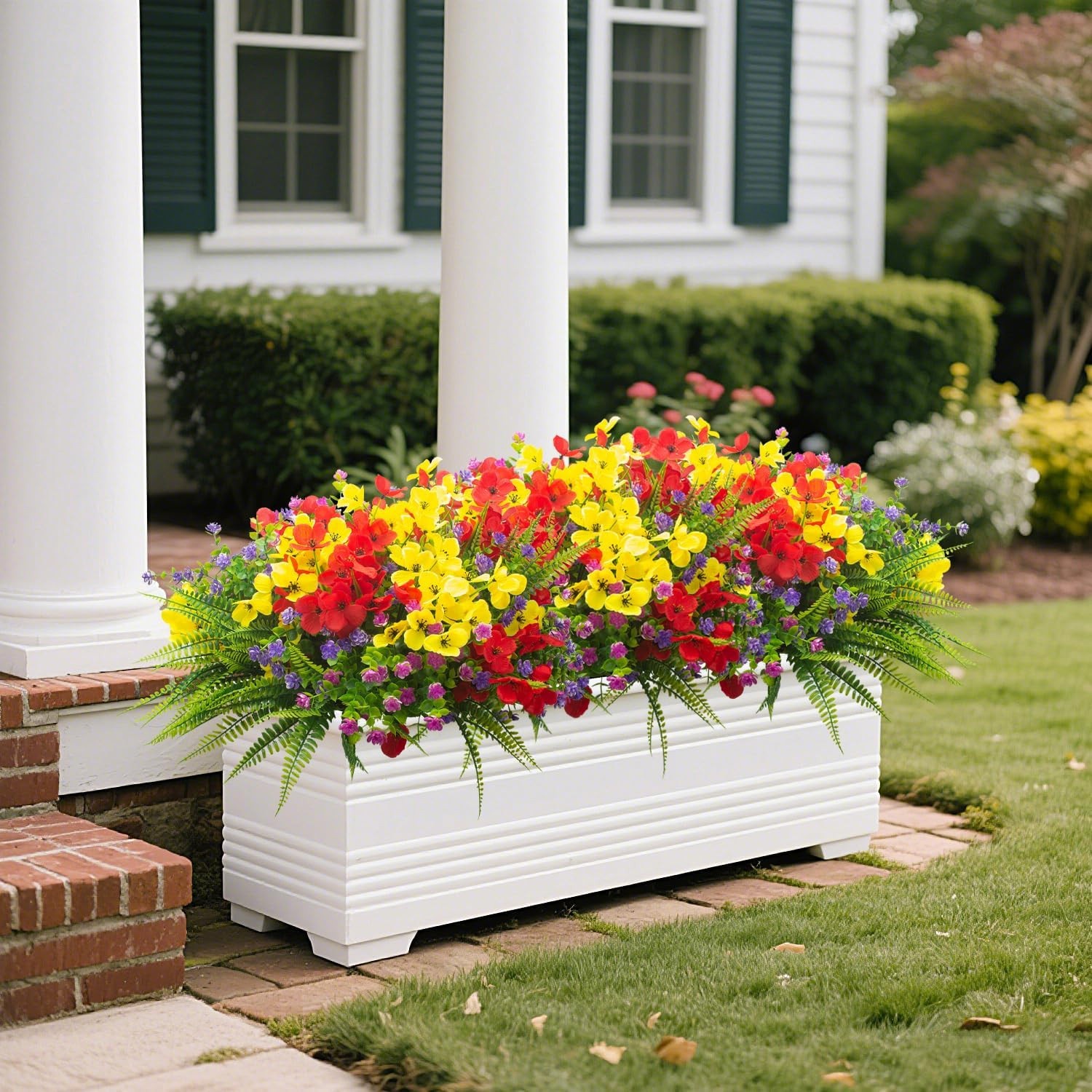 20 Packs Artificial Flowers Outdoor, Faux Plants UV Resistant Plastic Greenery f