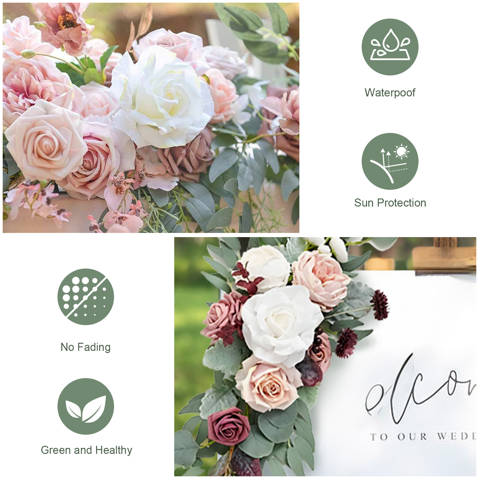 Artificial Flower Garland Spring Summer Floral Vine for Wedding Arch Table Decor