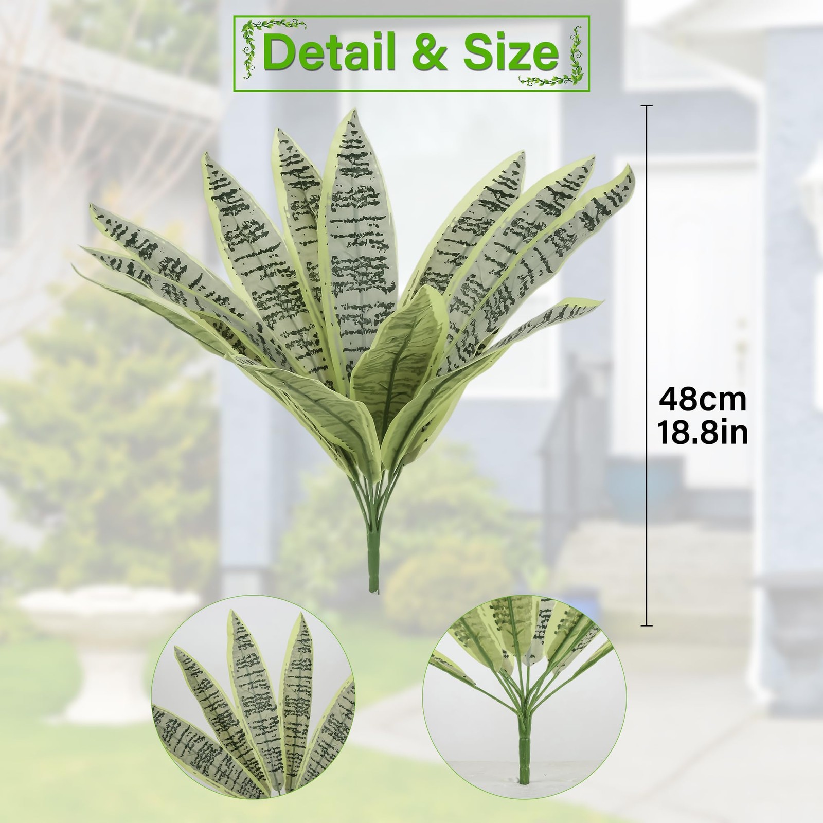 2Pcs Fake Snake Plants 18.8In Fake Snake Plant Artificial Agave Sansevieria G…