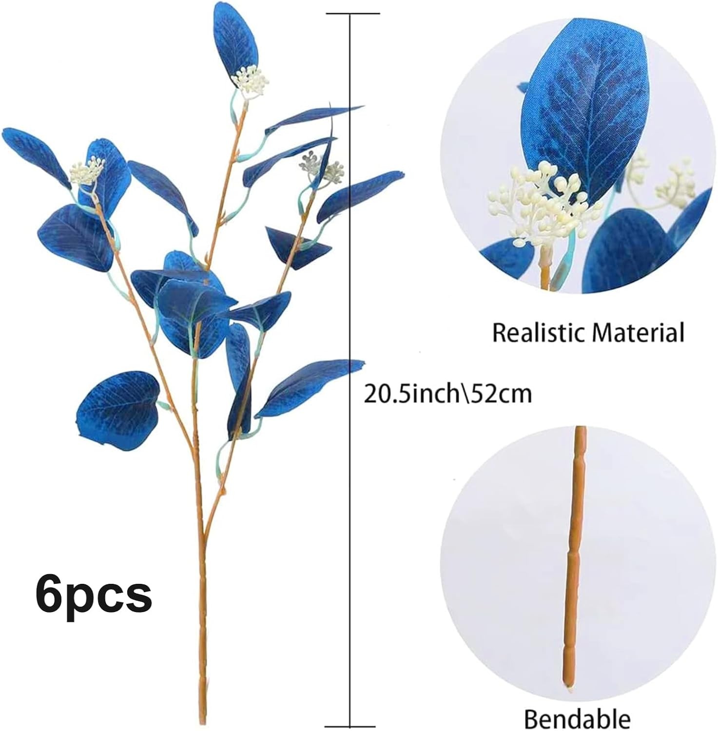 Artificial Eucalyptus Leaf Spray Greenery Vase Flower Arrangement Decoration