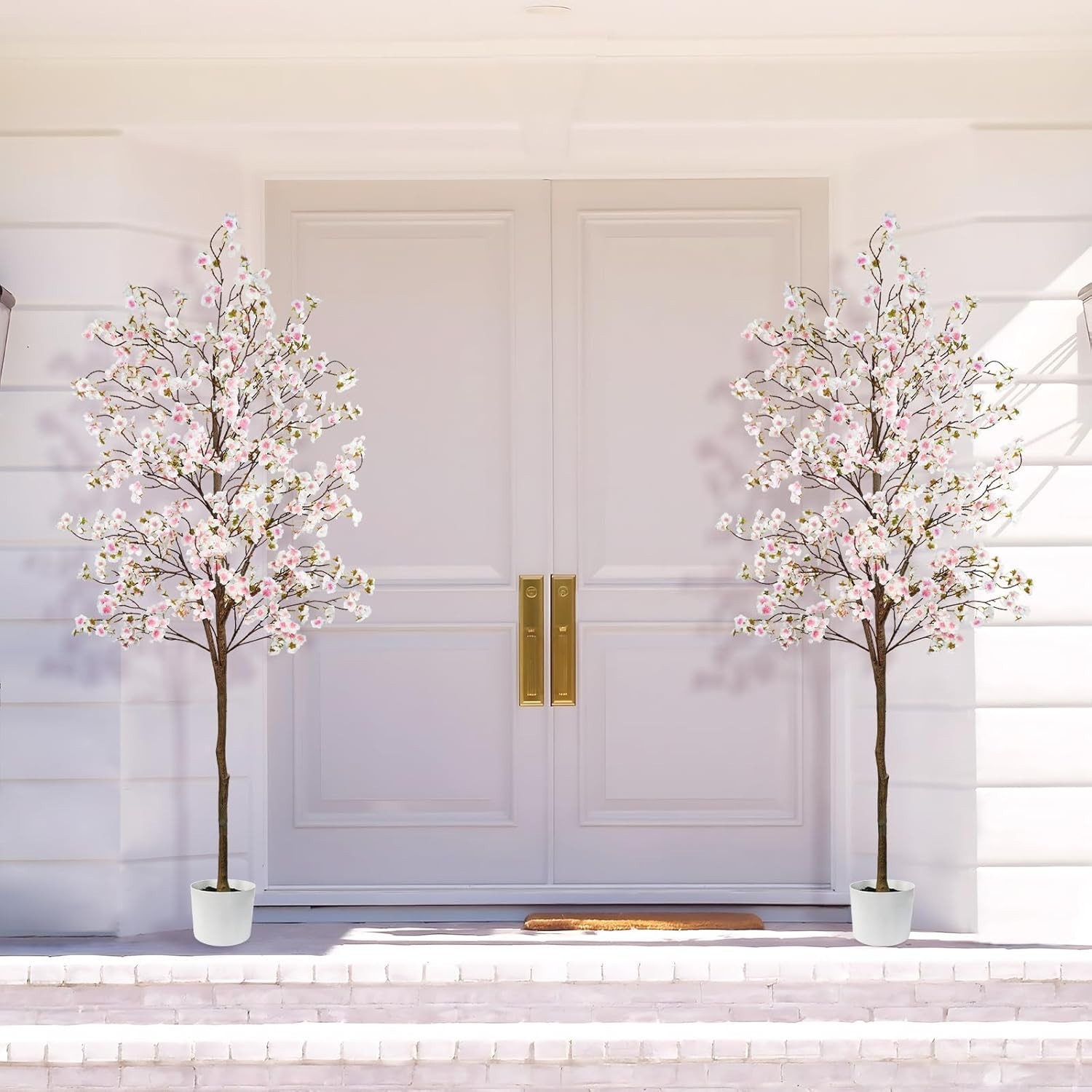 6FT Artificial Cherry Blossom Tree Pink with White Planter