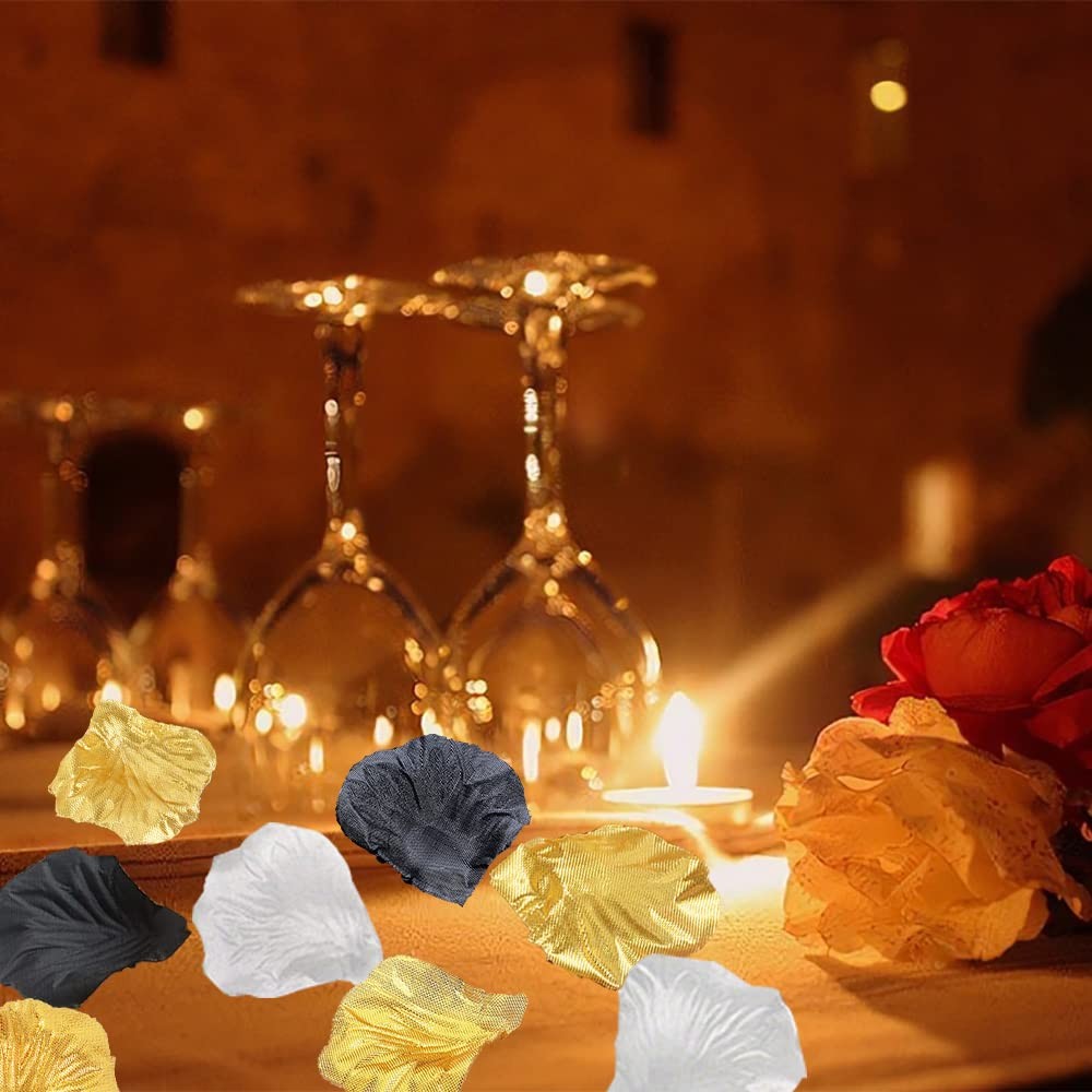 1700 PCS Silk Rose Petals Gold White Black Artificial Scatter Centerpiece