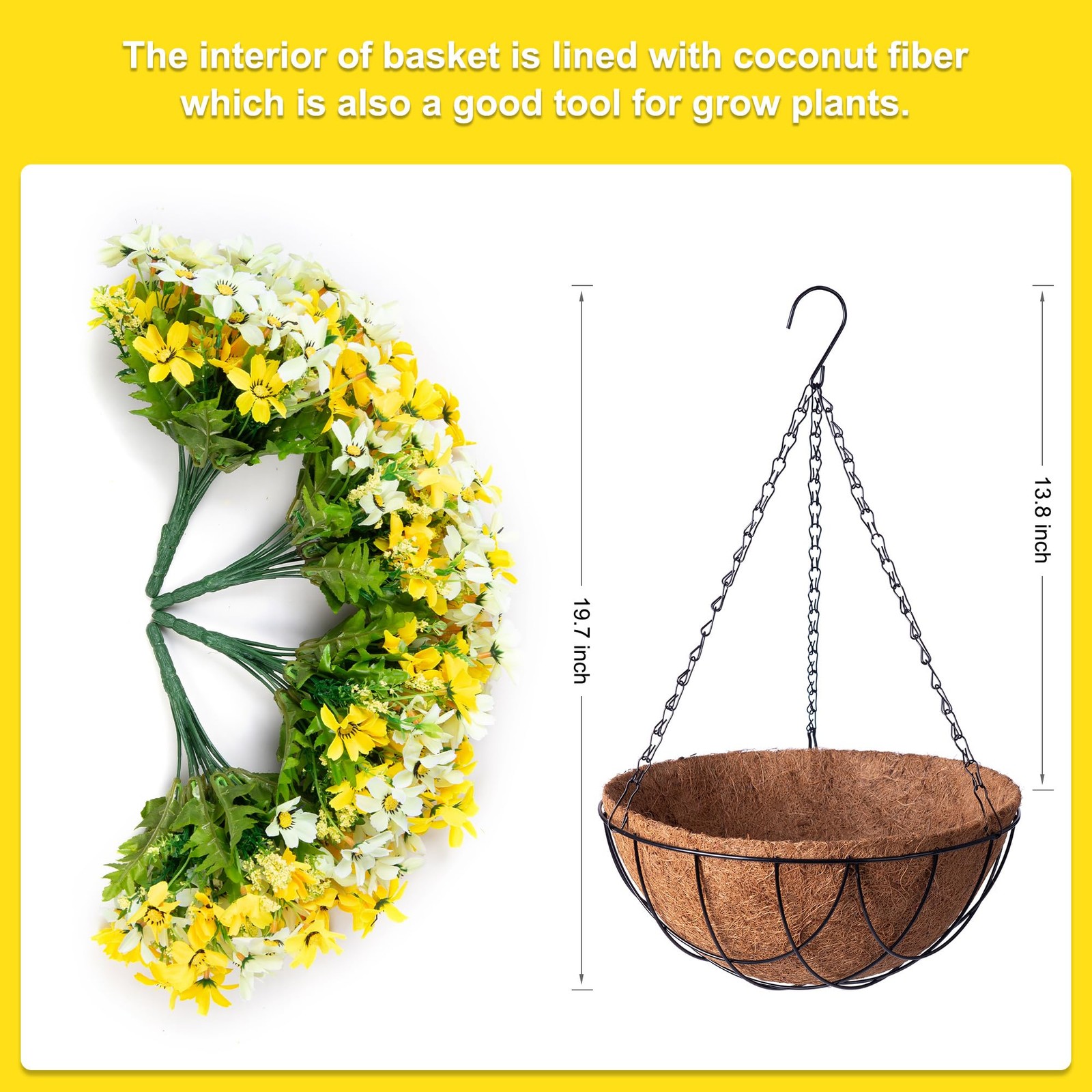 Artificial Silk Flowers Hanging Baskets Outdoors,Chrysanthemum with Eucalyptu…