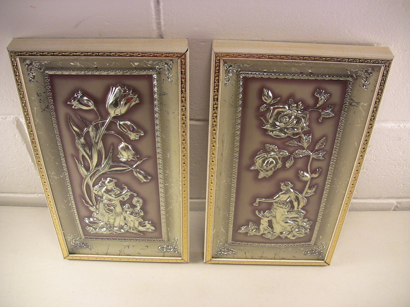 Vintage Cherub Pictures Wall Decor Goddess Nymph Flower Garden Shabby Cottage 3D