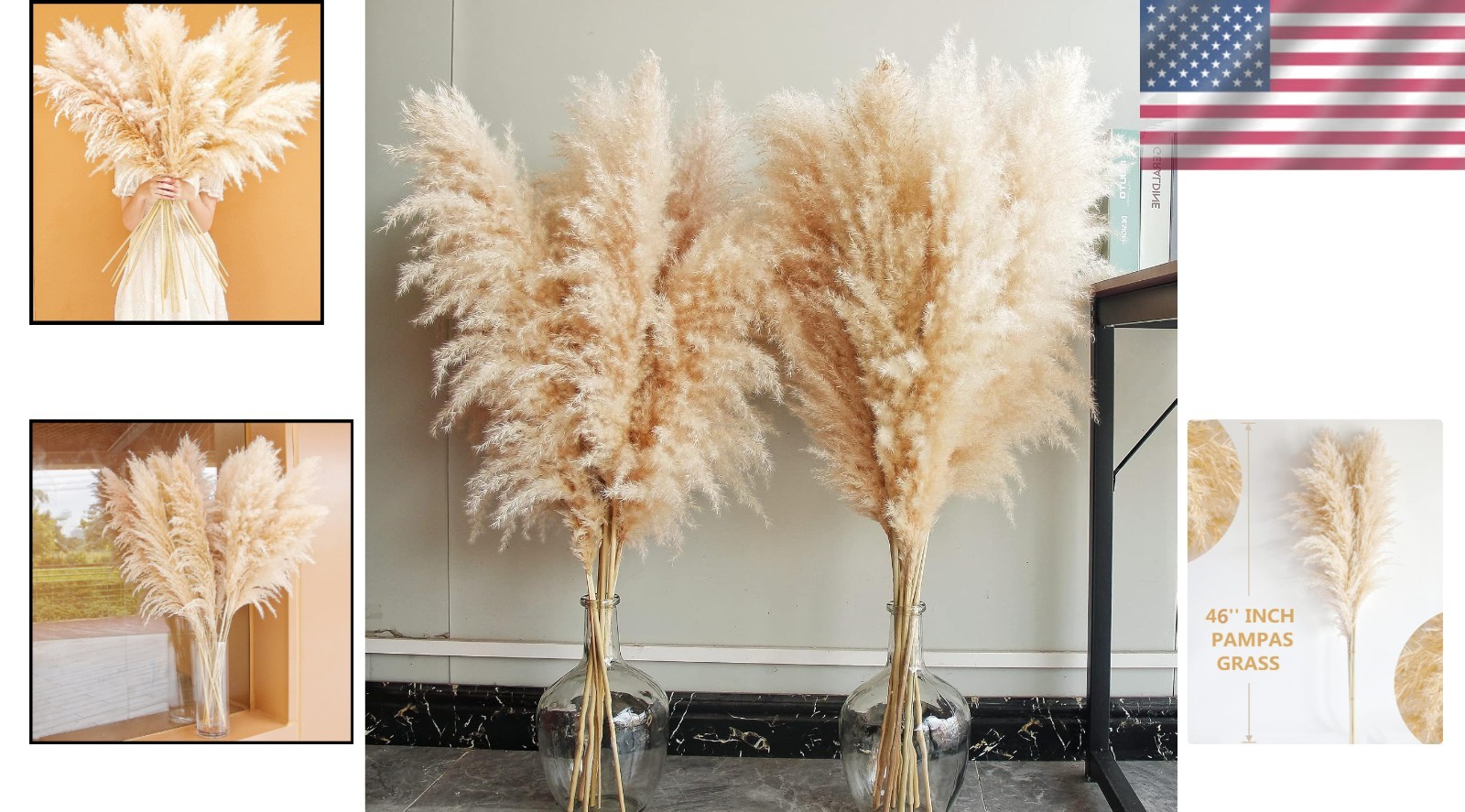 10 Stems of 40″ Tall Pampas Grass – Chic Decor for Weddings & Farmhouse Style