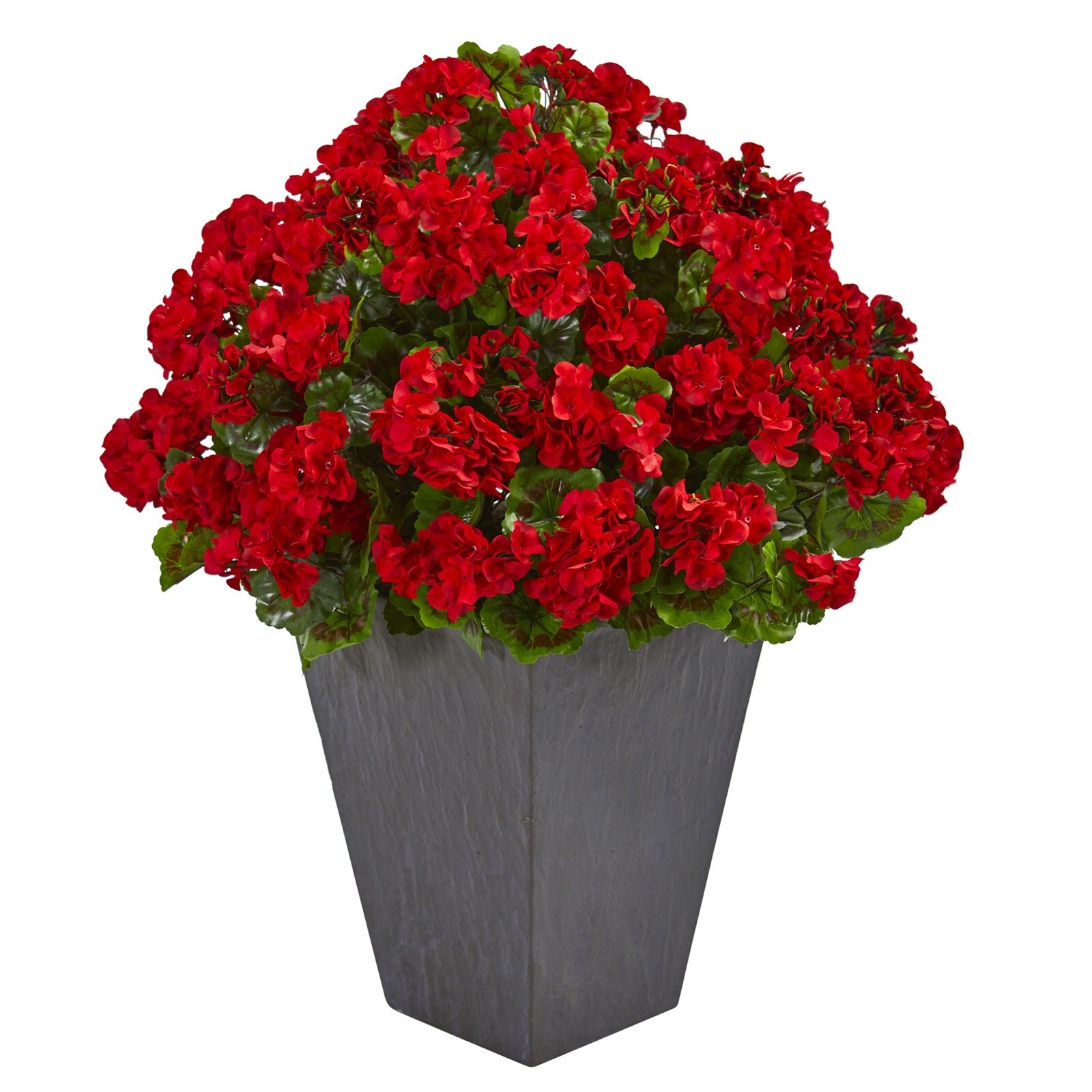 33’’ Geranium Artificial Plant in Slate Plater UV (Indoor/Outdoor). Retail $253