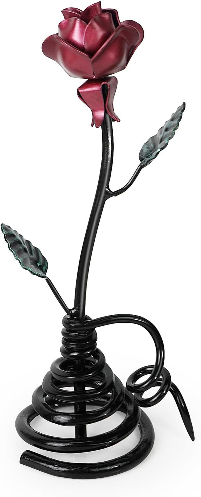 Dreamseden 12 Inch Metal Rose with Stand, Forever Rose Iron Flower Sculpture, Ha