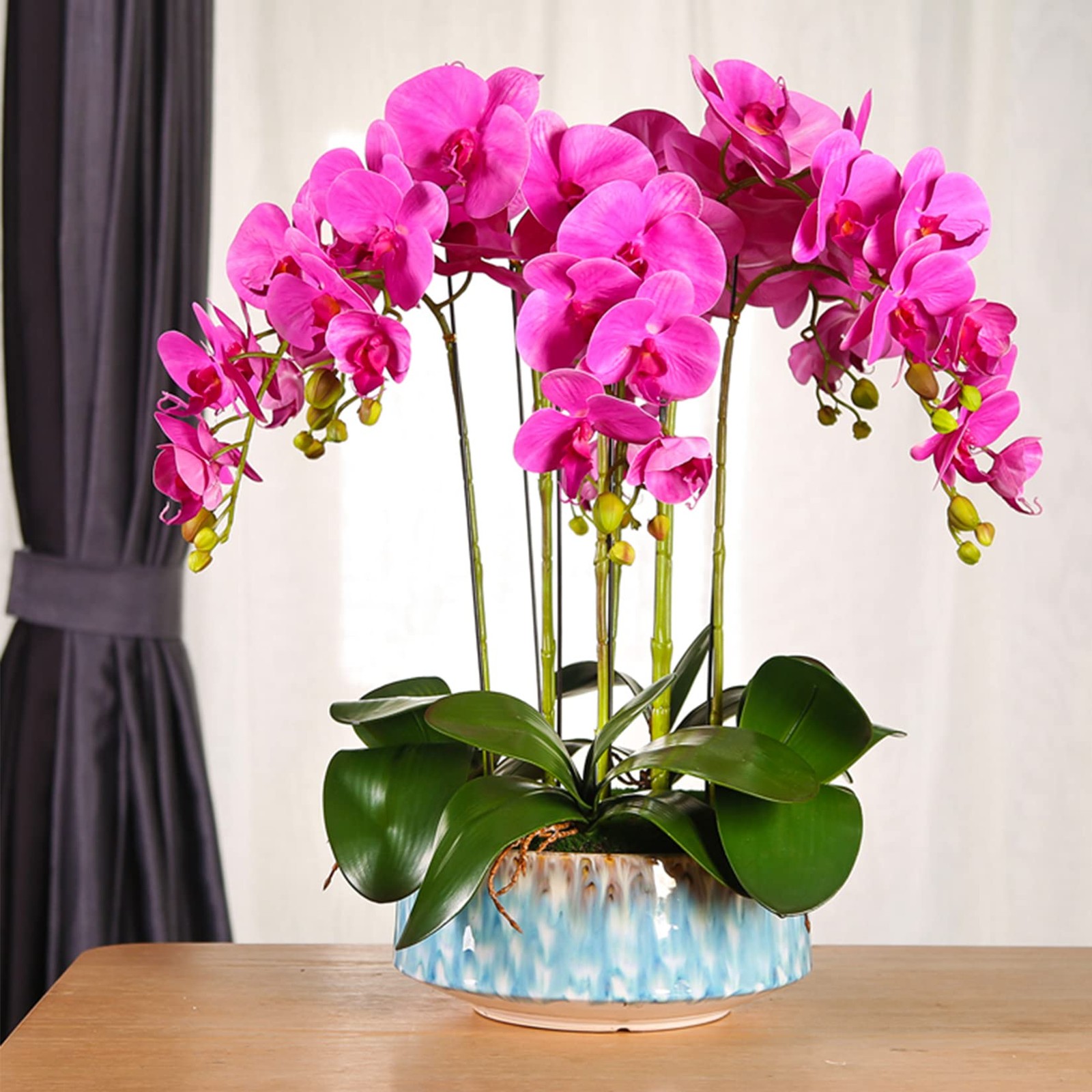 9 Heads Artificial Phalaenopsis Flowers 4 Pcs Artificial Orchid Flowers 42 in…