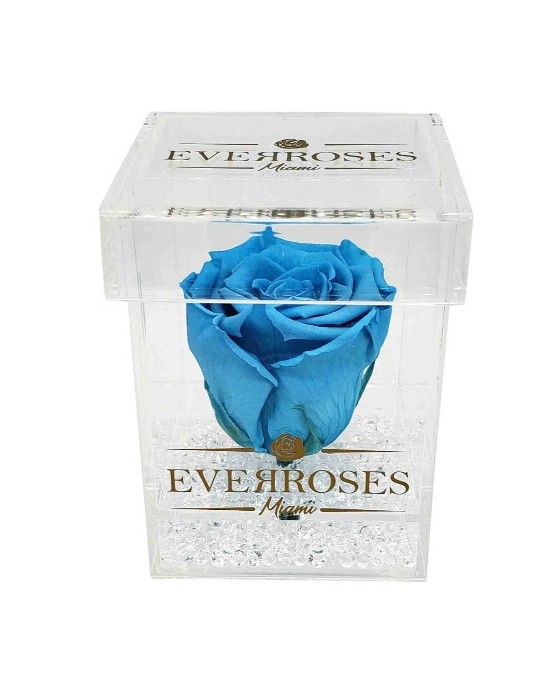 BLUE Rose in a single Acrylic box real long-lasting preserved rose infinity