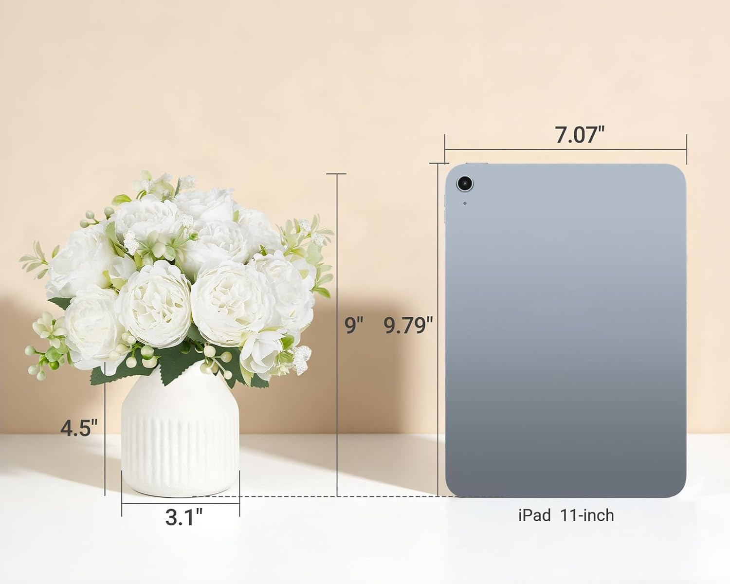 Fake Flowers in Vase 9 Inches Artificial Flower Centerpieces Coffee Table Decora