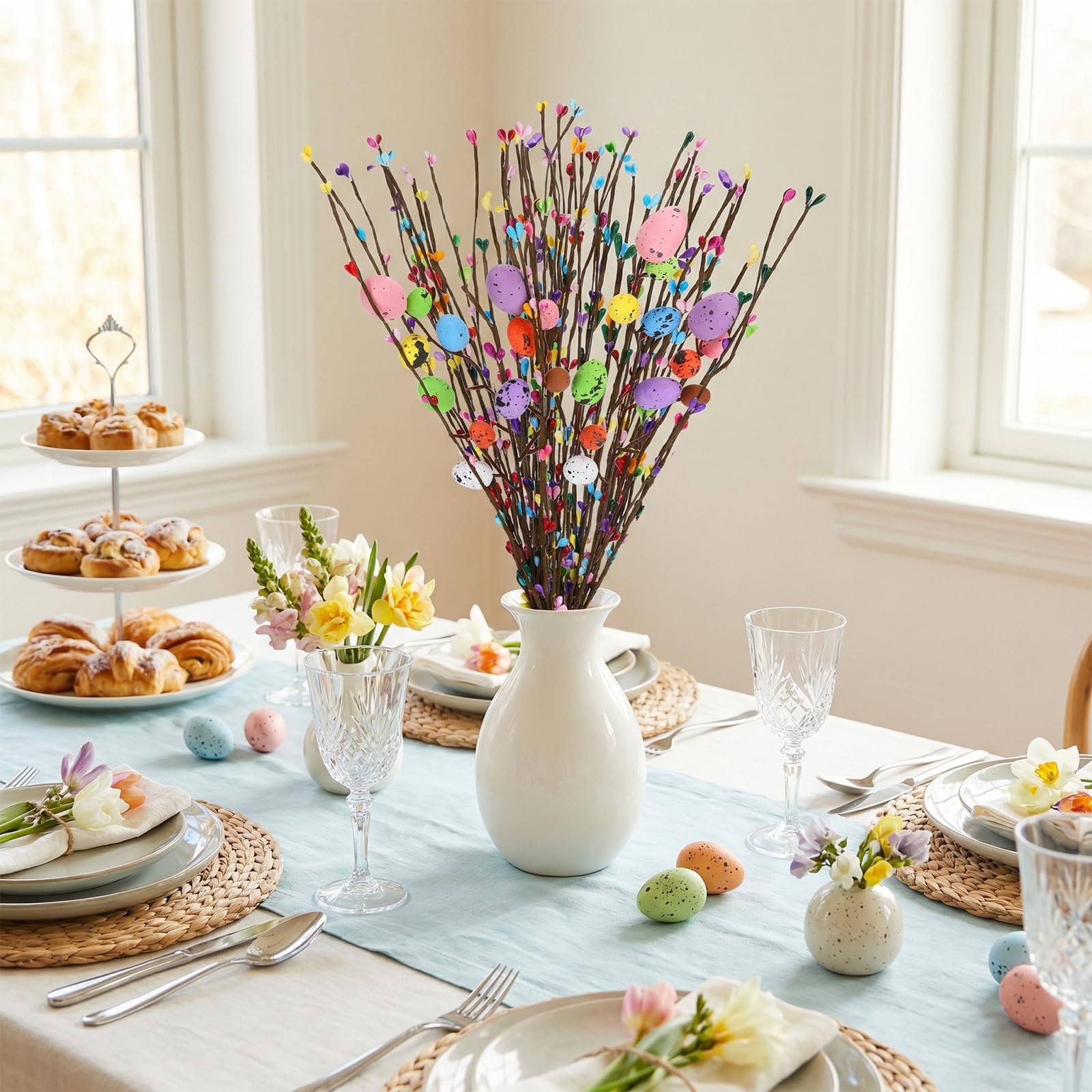 26 Pcs Easter Decorations Artificial Spray Vine with Pastel Easter Eggs and B…