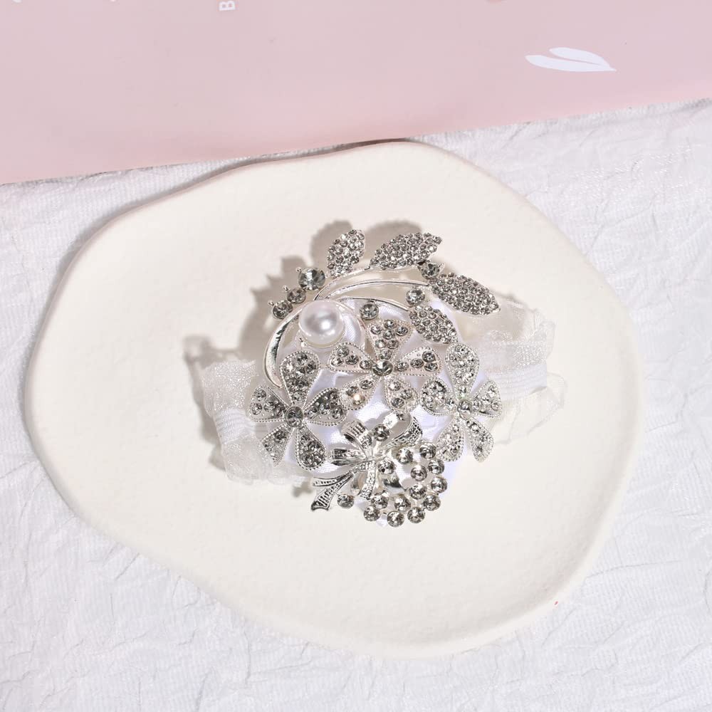 Wrist Corsage with Peal and Rhinestone Prom Corsages Wrist for Wedding,Weddin…