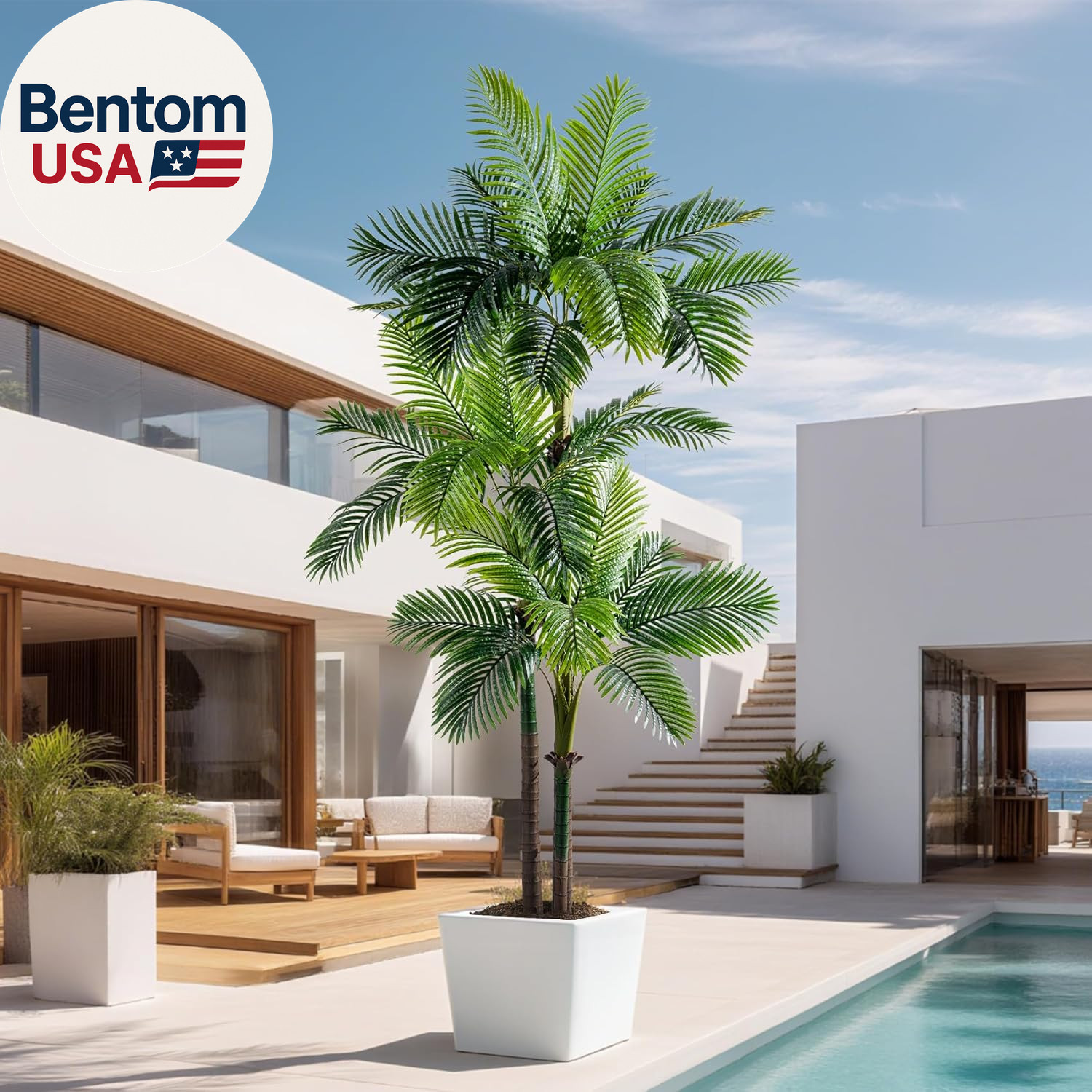 9.1FT Artificial Phoenix Palm Tree Artificial Plants Indoor Outdoor Large Faux C