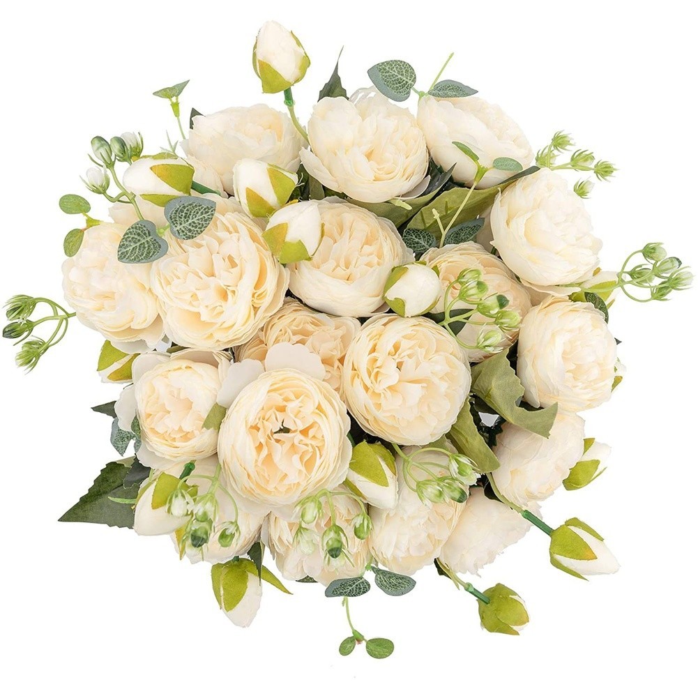 5 Head Persian Peony Silk Flowers Wedding Home Decor Fake Roses Bouquet