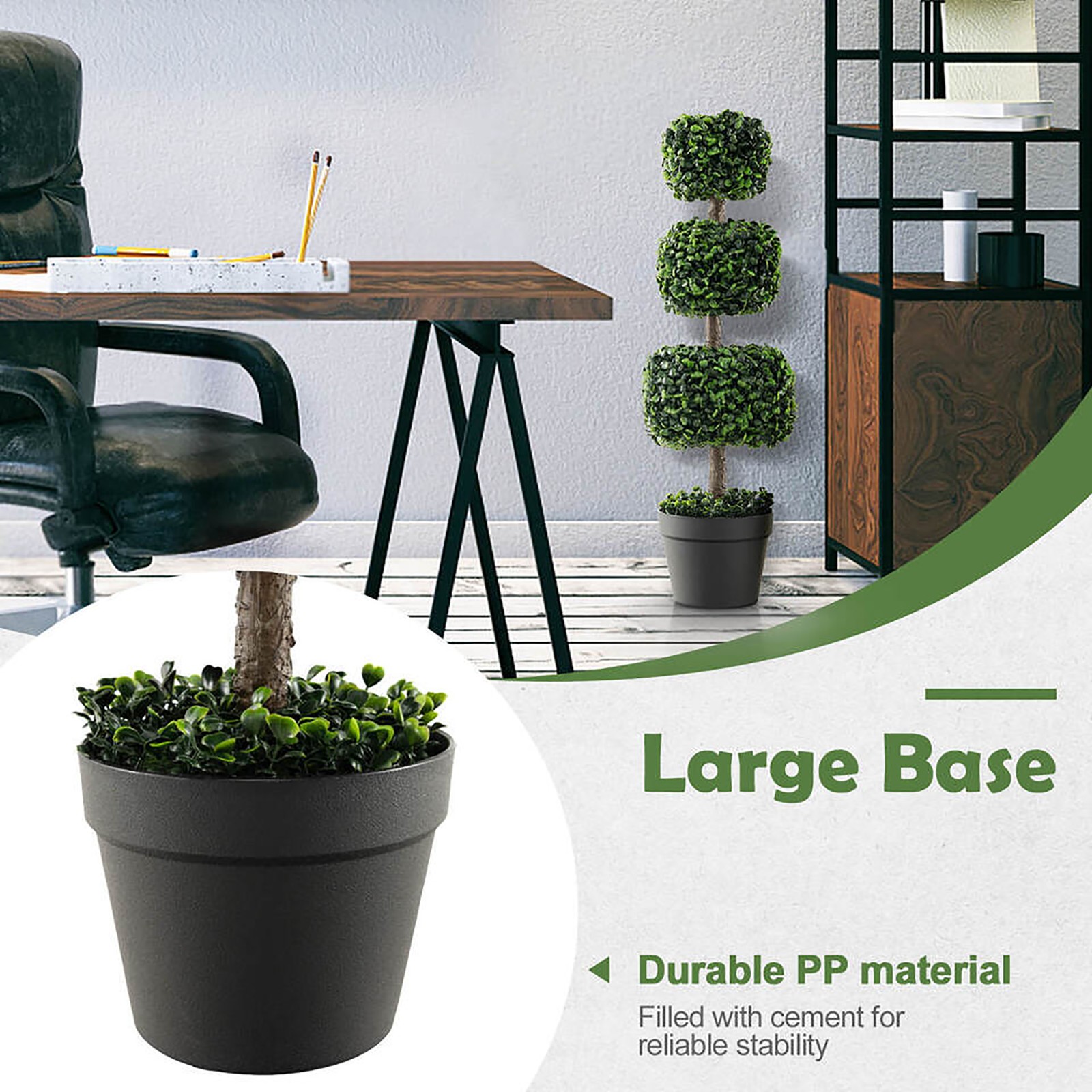 35″ Artificial Boxwood Topiary Tree Faux Greenery Plant Fake Tree for Decoration