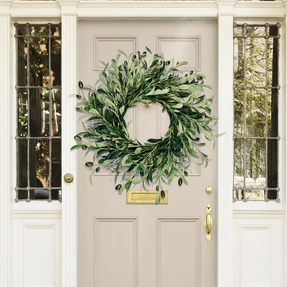 15.75” Olive Wreath: Elegant All-Season Decor for Home & Weddings