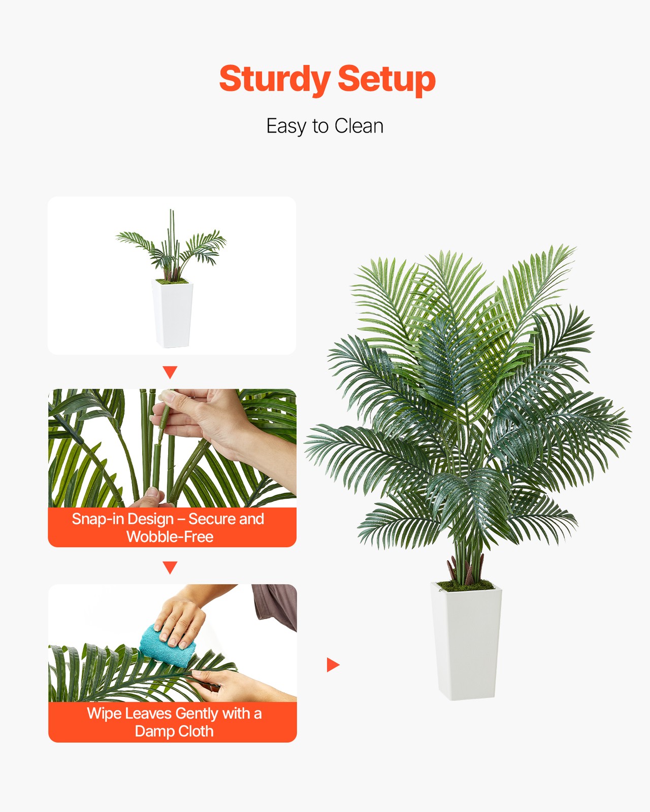 VEVOR 6ft Artificial Areca Palm Tree Faux Plant in Pot for Home Office Decor