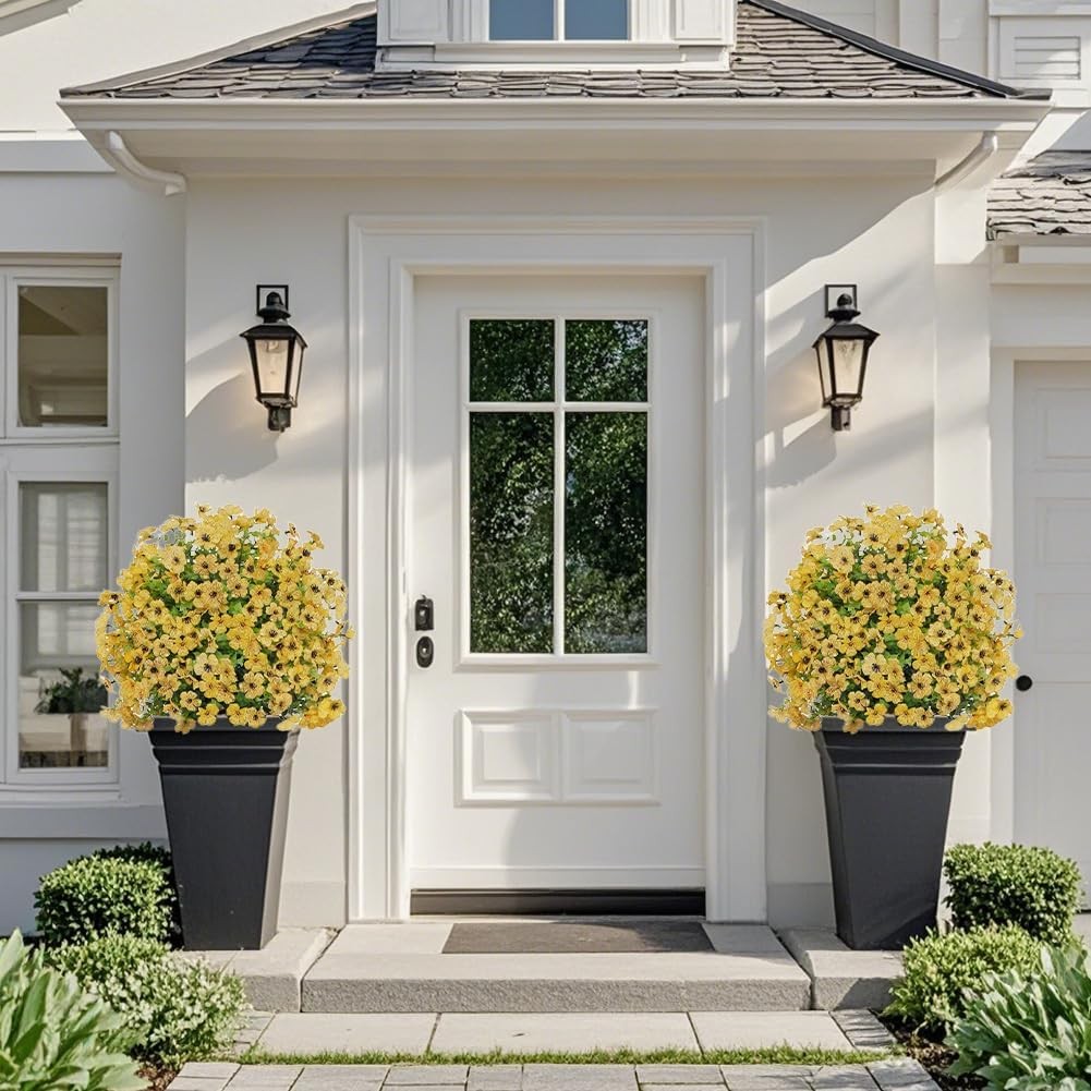 Artificial Outdoor Flowers Plants 2-Pack – 23 in, Low-Maintenance Faux Shrubs