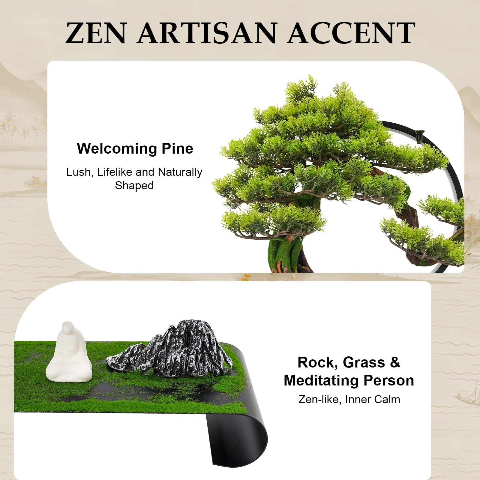 Artificial Bonsai Pine Tree Faux Realistic Simulation Bonsai with LED Lamp Ri…