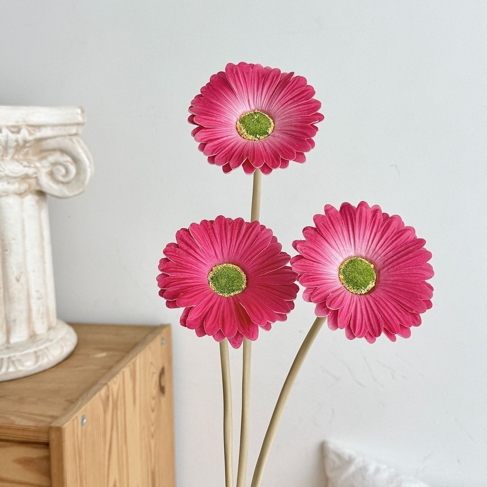 Realistic PU Gerbera Daisy Artificial Flowers for Home For Wedding Decor