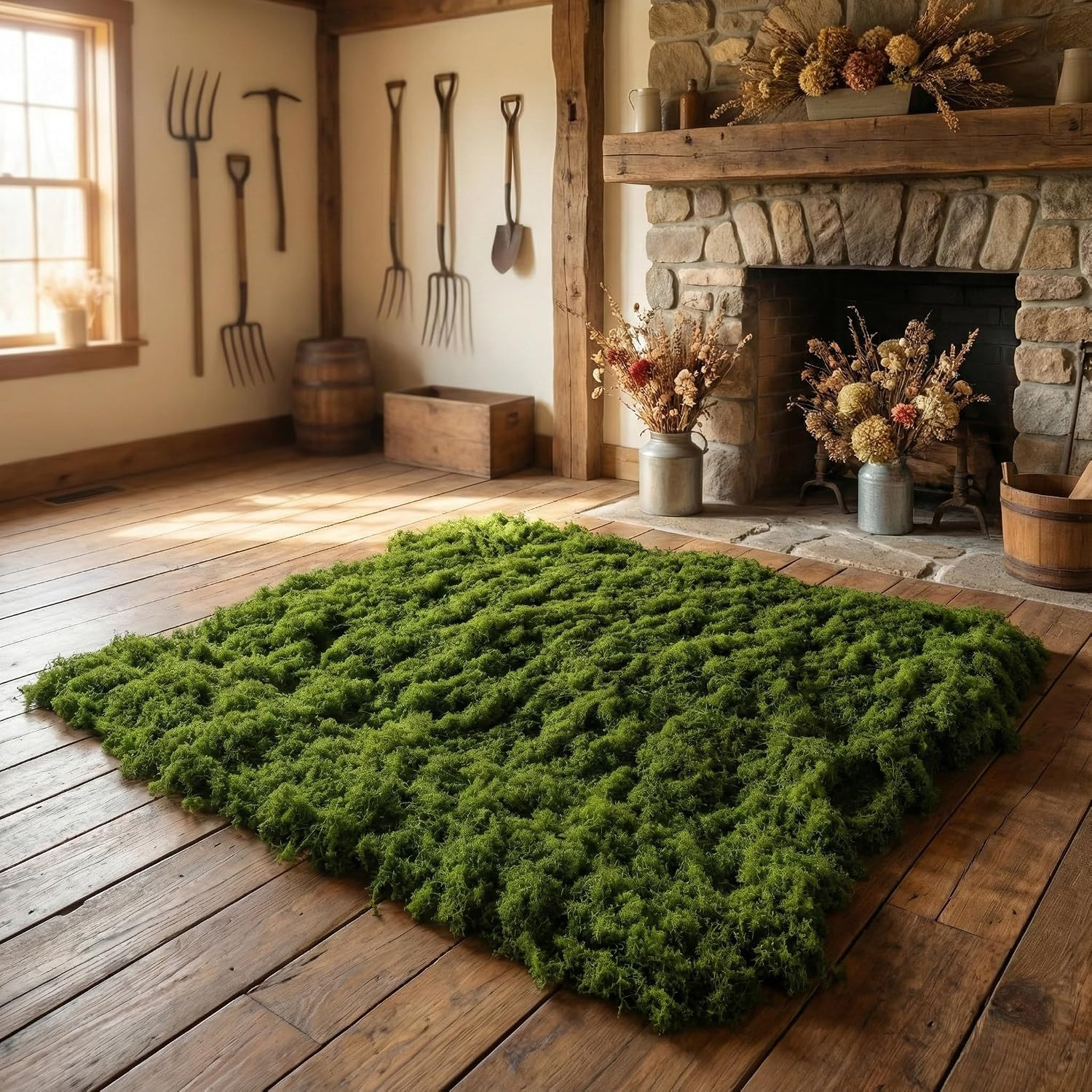 Fake Moss Mat Artificial Moss Roll – 39″ X 39″ Cloud Soft Feel Moss Table