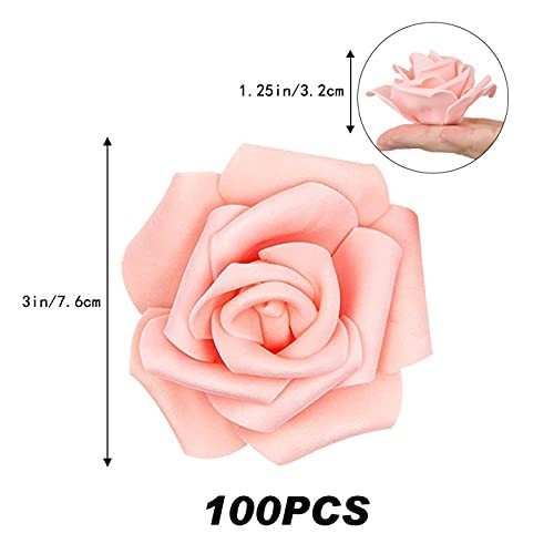 Artificial Rose Flower Heads, 100pcs Peach Roses Artificial Flower Foam Rose …