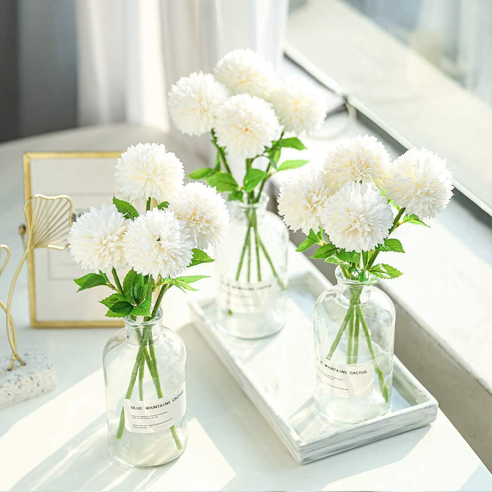 12 Pcs Artificial Chrysanthemum Ball Flowers Silk Bouquet for Home Garden Decor
