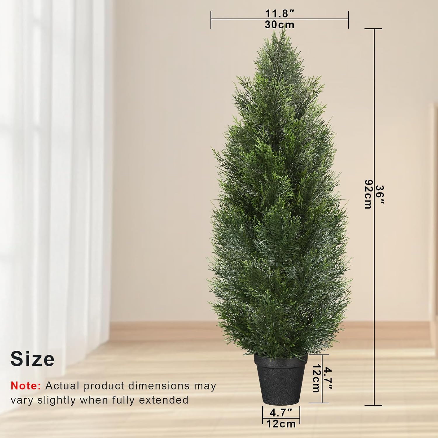 Set of 2 UV Resistant 3FT Artificial Cedar Trees for Outdoor Decor