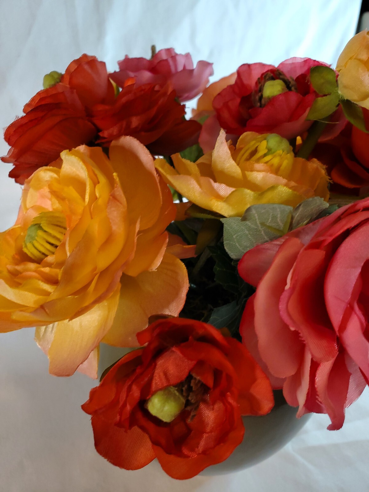 Pier 1 Imports Ranunculus Flower Bouquet Arrangement in Ceramic Pot