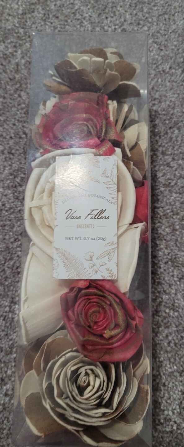 DECORATIVE BOTANICALS UNSCENTED FLORAL RED & IVORY FLOWERS VASE FILLERS NEW