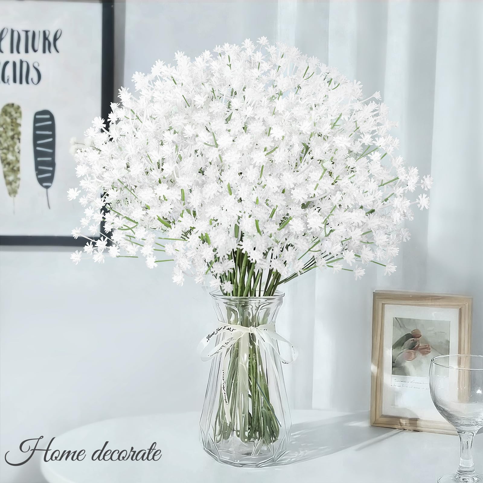 15 PCS White Baby Breath Artificial Flowers Faux Gypsophila Bouquets Decor