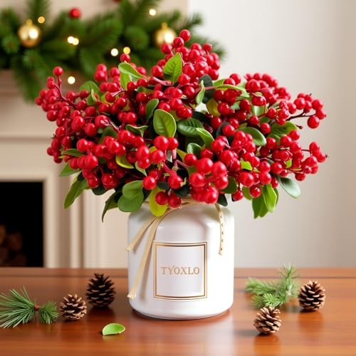 Artificial red Berries Stems,3pcs Fake Berries Artificial Fruits Berry Red