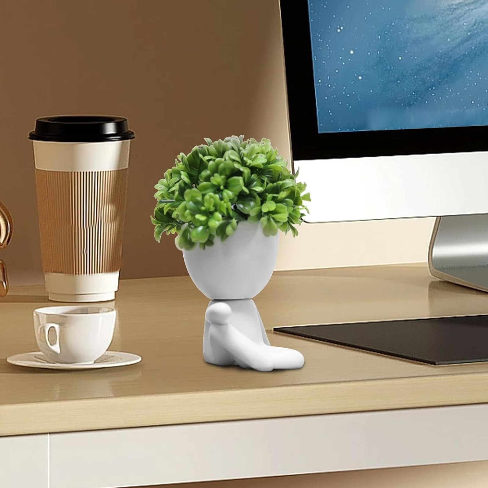 Small Artificial Succulents for Desk Decor, Home Office, and Gifts Set of 1