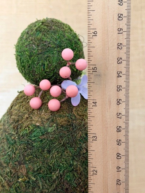 VINTAGE TIN POT TRIPLE MOSS-BALL TOPIARY TREE COTTAGECORE SHABBY CHIC DECOR