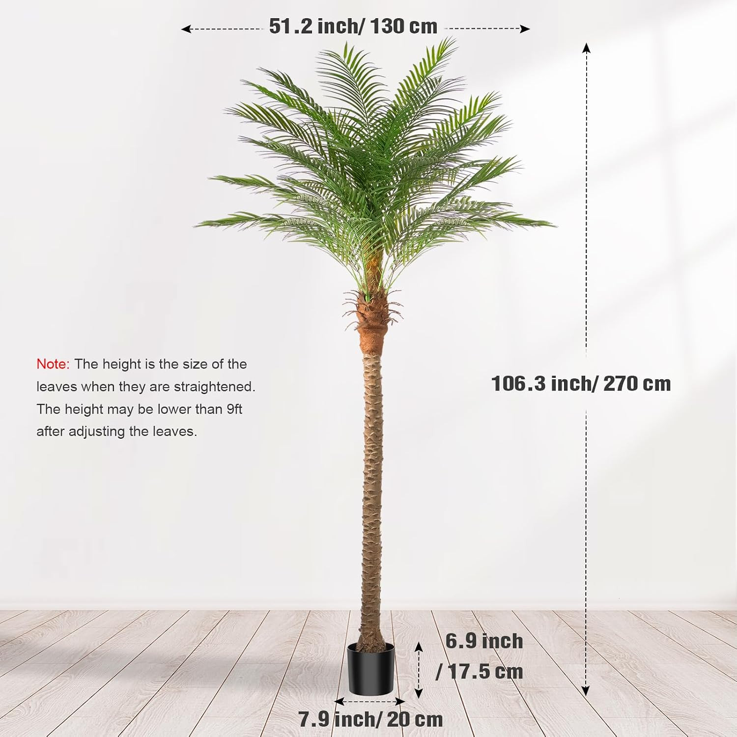 Artificial Phoenix Palm Tree 9Ft Tall 2 Set – Fake Large Tropical Tree with 21 A
