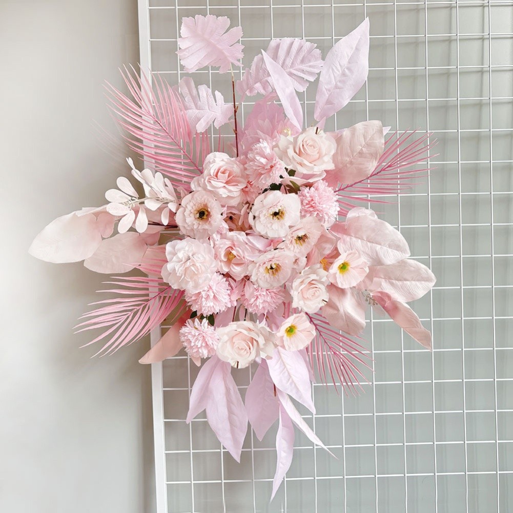 Faux Flower Arrangement for Wedding Decor White Pink Yellow Blue 100 by 70 cm