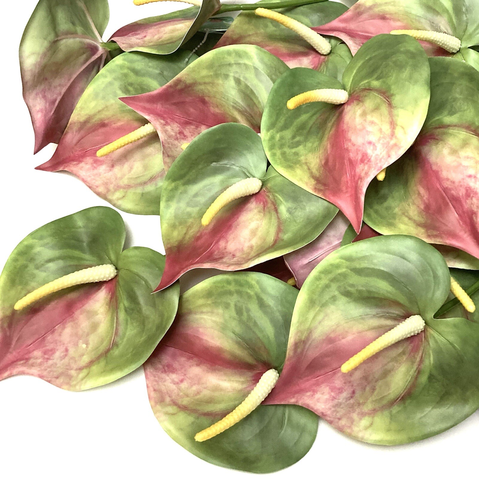 6 Realistic 25″ GREEN PINK Anthurium Stem Flower Floral Tropical Artificial Fake