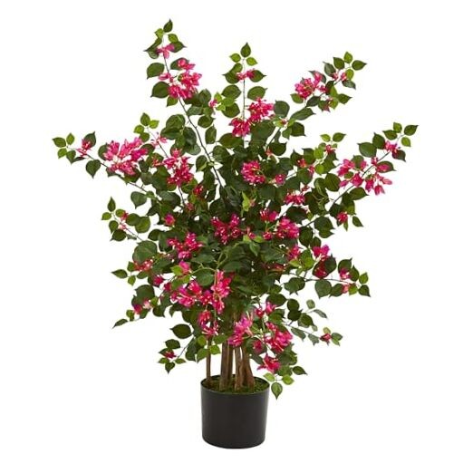 42in Artificial Bougainvillea Tree with Pink Blooms and Green Foliage – Faux